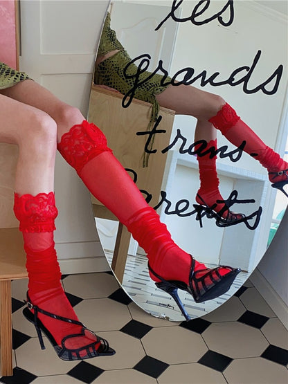 11 Color Options Lace Detail Sheer Stockings