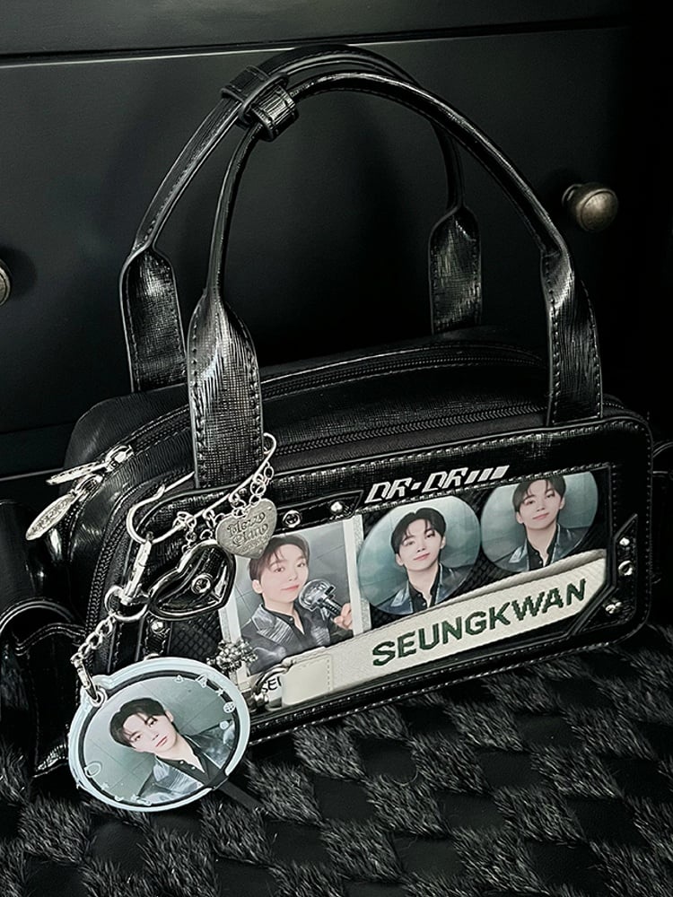 Black Heart Buckle Decorated Ita Bag