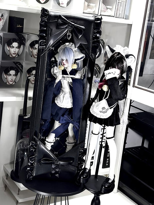 Black Bowknot Details Diamond Pattern 1/4 Scale BJD Doll Bag with Two Straps