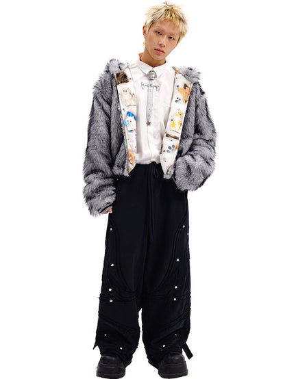 Black/Silver Studs Sword-Shaped Tie PU Choker