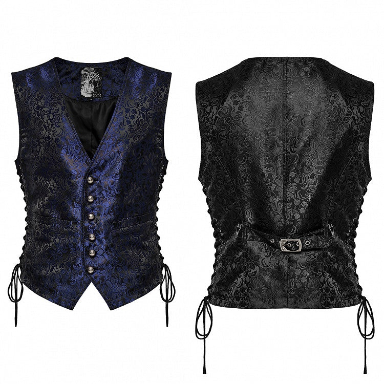 Black and Blue Goth Jacquard Waistcoat