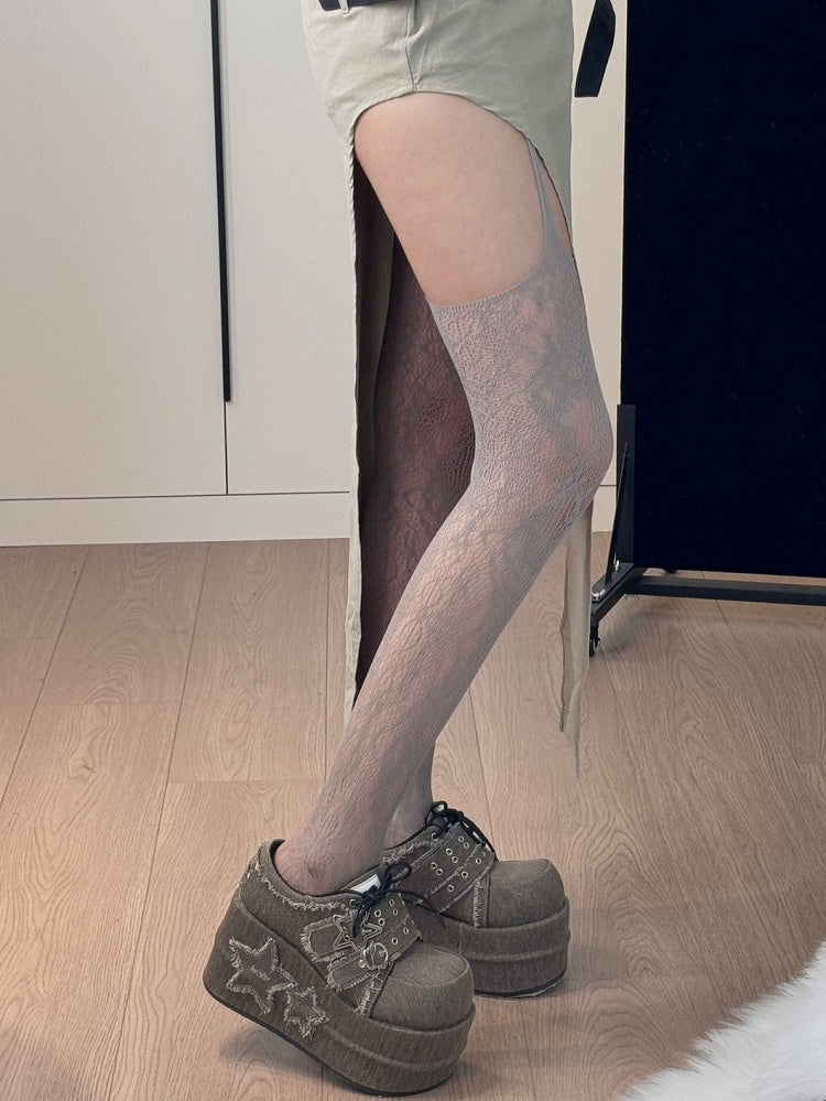 7 Color Options Hollow-out Suspender Stockings