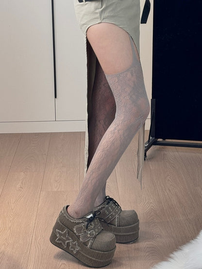 7 Color Options Hollow-out Suspender Stockings