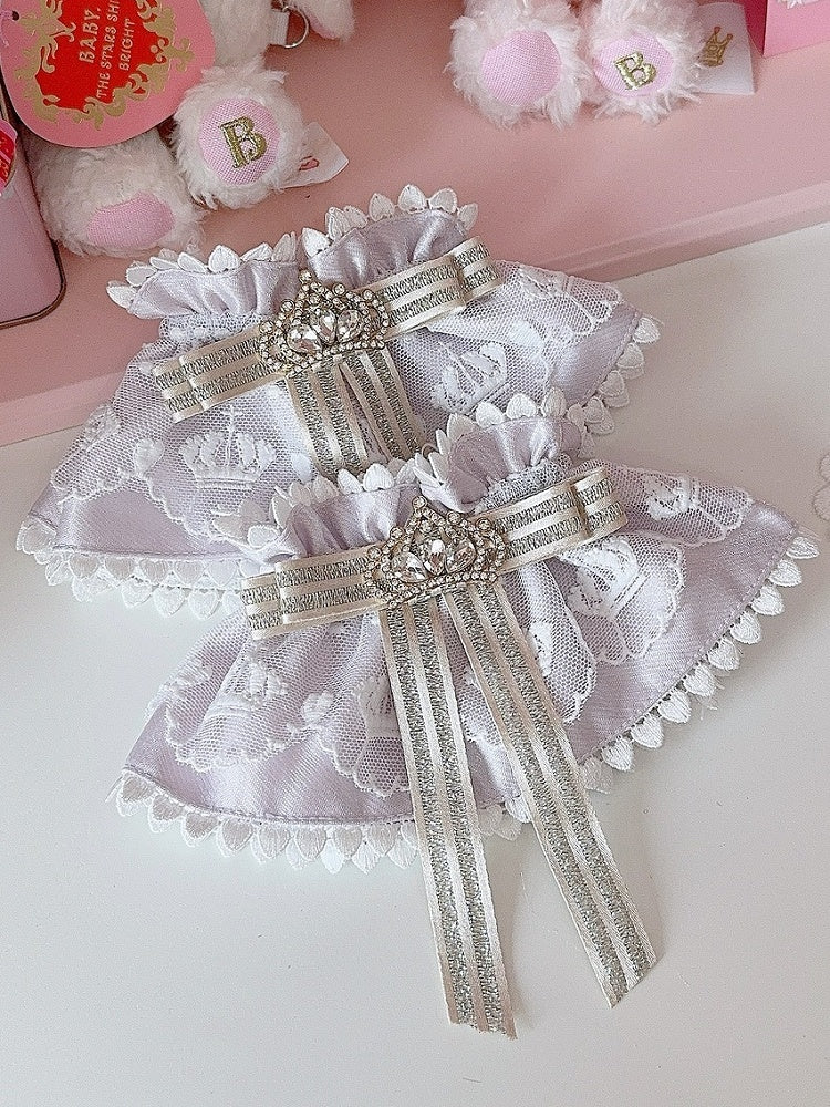 4 Color Options Rhinestone Crown Decorated Bowknot Wrist Cuffs