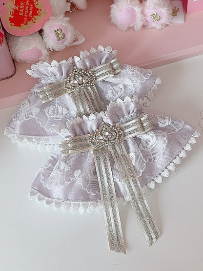 4 Color Options Rhinestone Crown Decorated Bowknot Wrist Cuffs