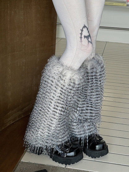 White/Grey/Coffee Y2K Shaggy Leg Warmers