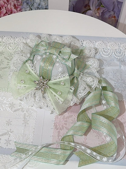 5 Color Options Beaded And Rhinestone Decorated Bowknot Details Lace Trim Mini Hat