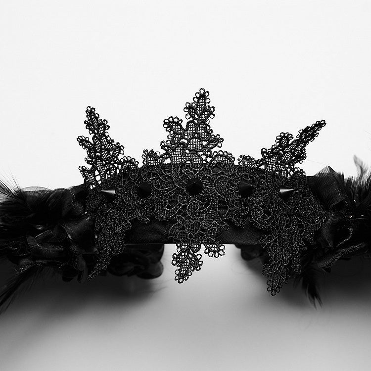 Black Goth Faux Feather Wing Headwear