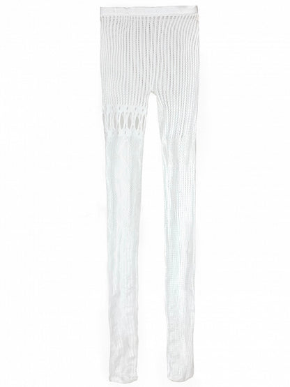 4 Color Options Y2K Asymmetrical Cutout Design Fishnet Tights