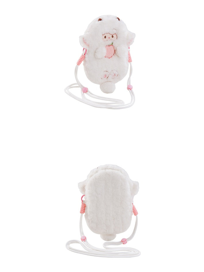 White Cute Lamb-shaped Plush Crossbody Bag