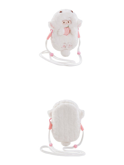 White Cute Lamb-shaped Plush Crossbody Bag