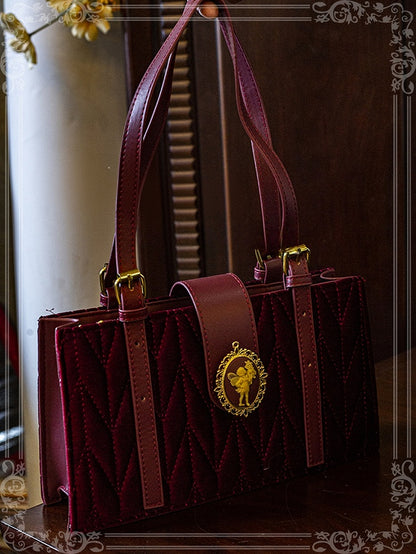 Red Little Angel Vintage Velvet Christmas Shoulder Bag