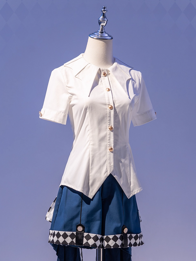 Bat Wing-shaped Collar White Ouji Lolita Short Sleeves Shirt