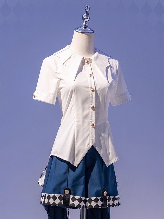 Bat Wing-shaped Collar White Ouji Lolita Short Sleeves Shirt