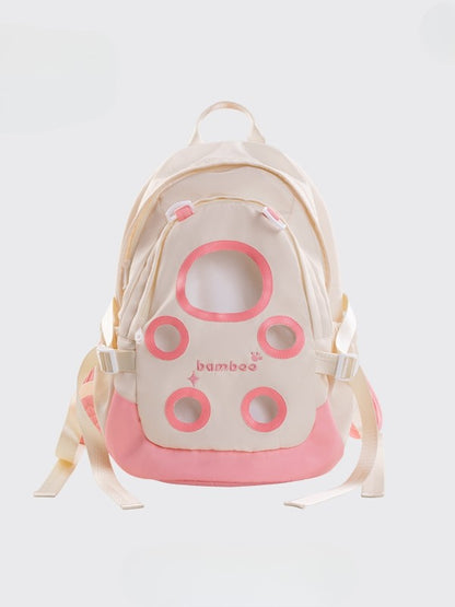 White&Pink Cut-out Design Backpack