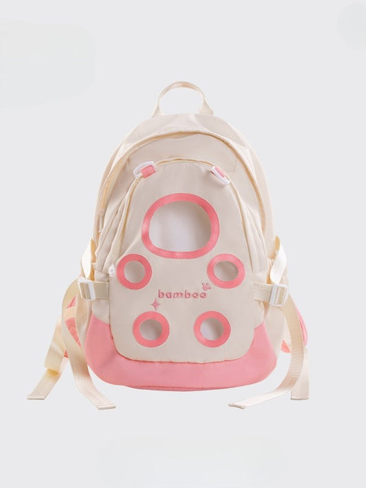 White&Pink Cut-out Design Backpack