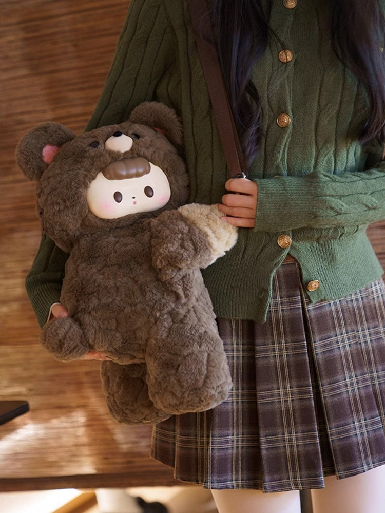 Brown Plush Bear Backpack/Crossbody Bag