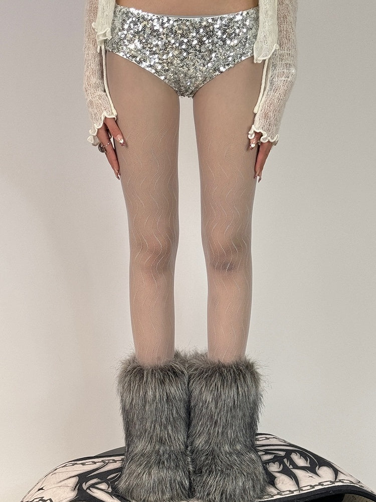 Black/Gray/Brown/White/Pink Water Ripple Tights