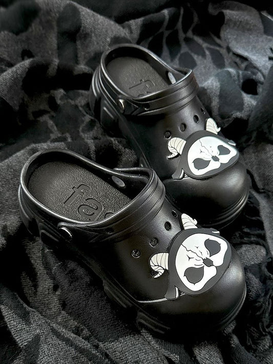 Evil Goat Black Gothic Crocs Hollow Out Vented Clogs