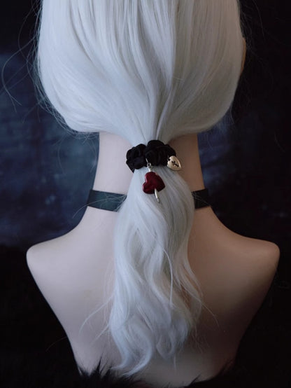 Black Gothic Heart Charms Scrunchie