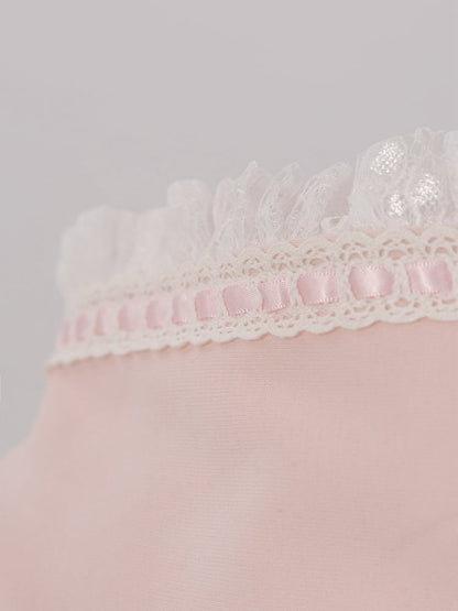 Sakura Pink Jirai Kei Sweet Lace Trim Bows Decorated Hoodie