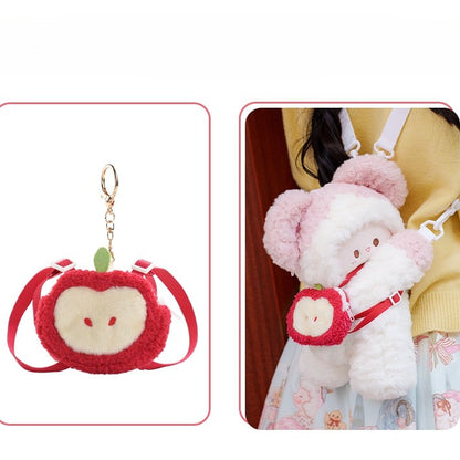White&Pink Plush Cute Mouse Backpack/Crossbody Bag + 2 Options Backpack Keychain Small/Middle Size