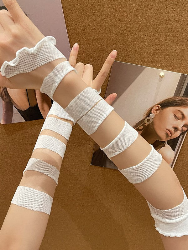 Black/White Y2K Lolita Ruffled Cuffs Bandage Sleeves