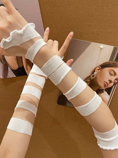 Black/White Y2K Lolita Ruffled Cuffs Bandage Sleeves