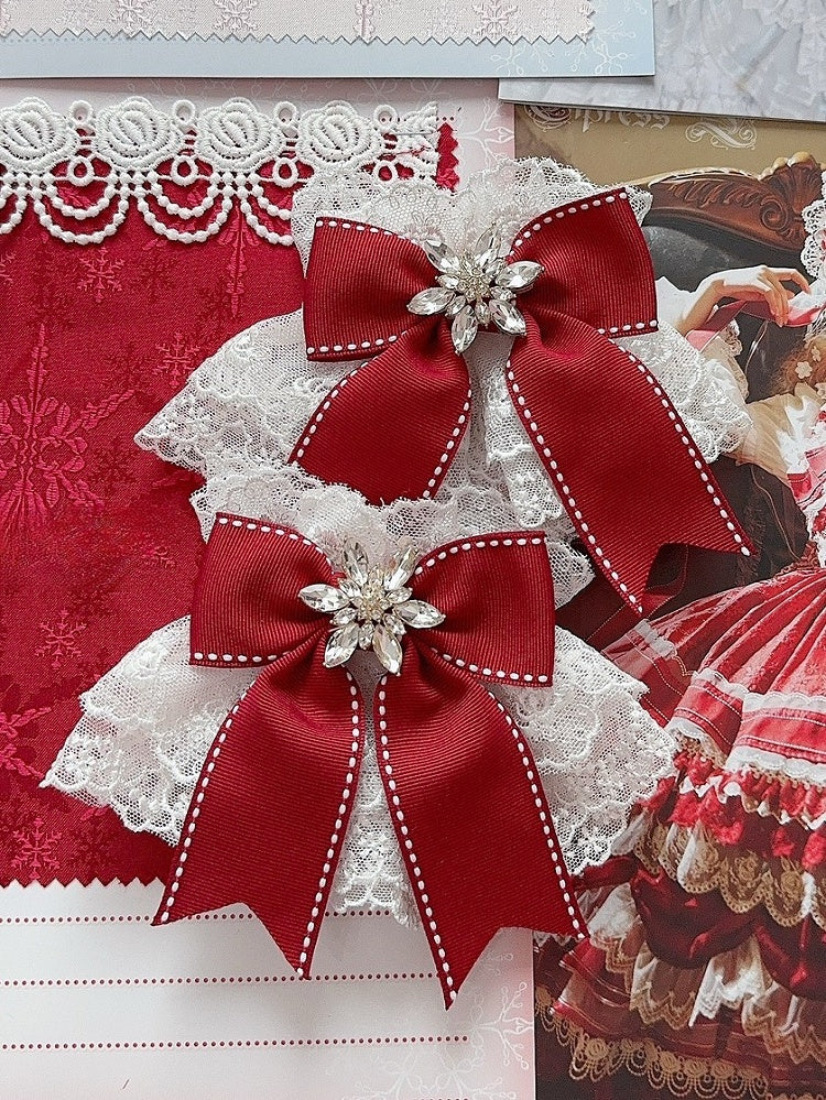 5 Color Options Rhinestone Snow Decorated Bowknot Wrist Cuffs