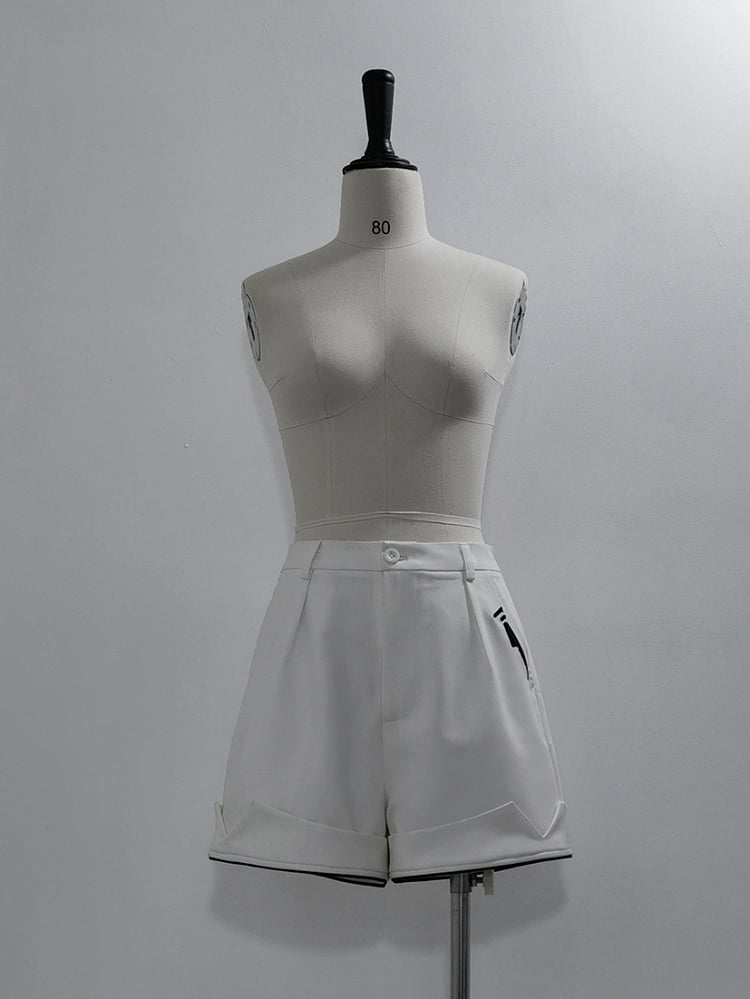 White Cyberpunk Urban Techwear Ouji Lolita Shorts