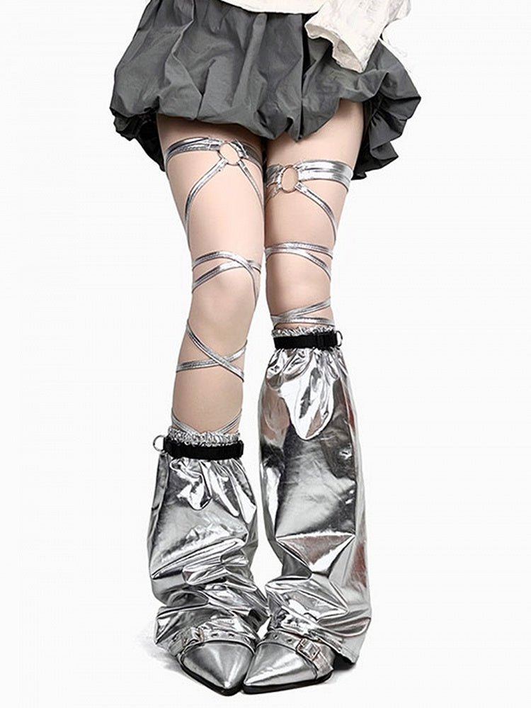 Black/Silver Cyberpunk Leg Straps