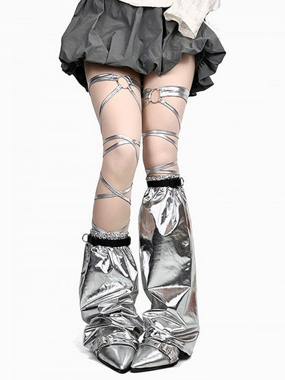 Black/Silver Cyberpunk Leg Straps