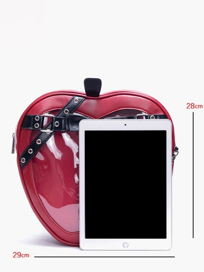 Red Apple Ita Backpack: Edgy Bow & Belt Accents