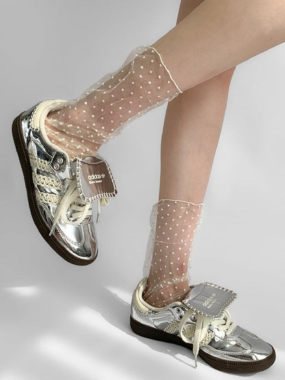 White Polka-dot Pattern Socks