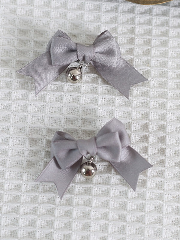 14 Colors A Pair of Cute Bowknot Hairclips with Bell Charm
