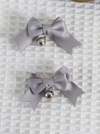14 Colors A Pair of Cute Bowknot Hairclips with Bell Charm