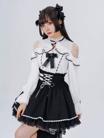 Jirai Kei Open Shoulders Long Sleeves White Blouse Best Seller