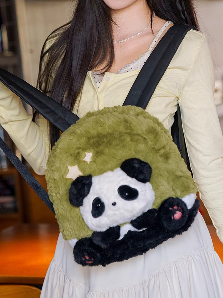 Black&Green Star Design Cute Plush Rabbit Backpack Middle/Large Size
