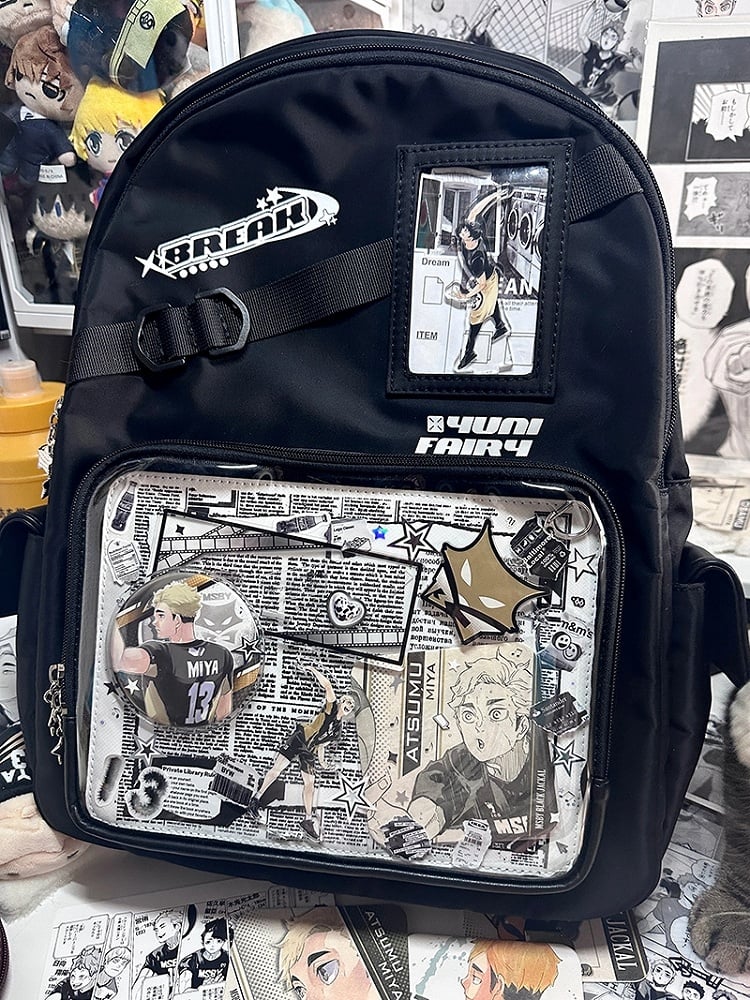 Star Decoration Black Large Capacity Unisex Daily Ita Backpack