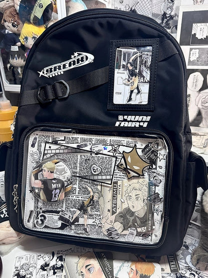 Star Decoration Black Large Capacity Unisex Daily Ita Backpack