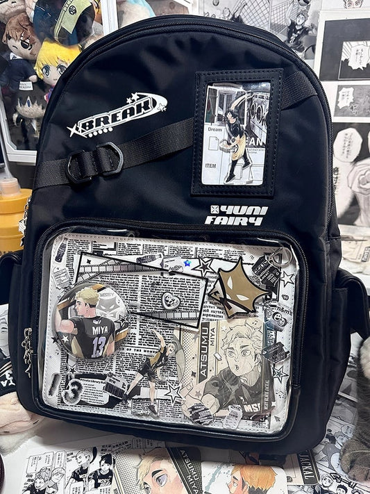 Star Decoration Black Large Capacity Unisex Daily Ita Backpack