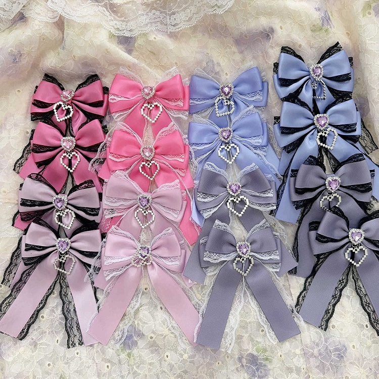 15 Options Heart Decorated Bowknot Hairclips