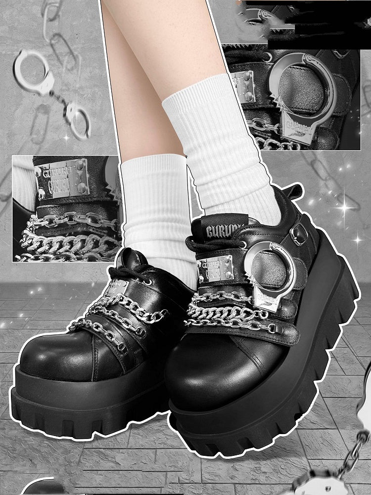 Y2K Handcuffs Design Detachable Chains Black Punk Platforms