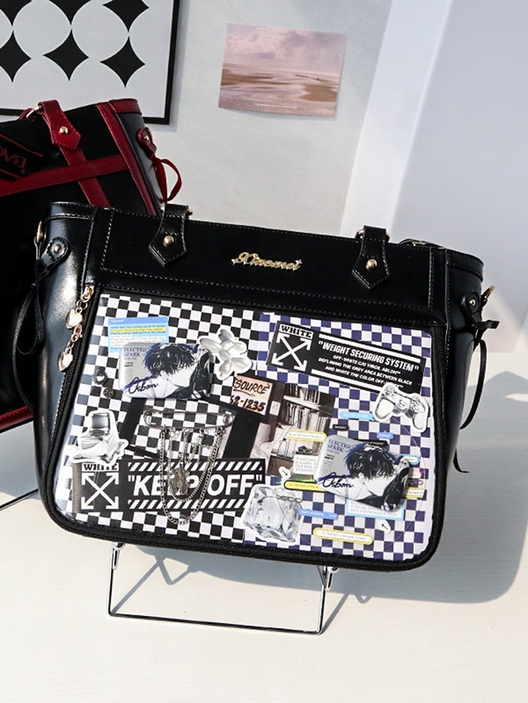 Black Bowknot and Heart-shaped Charm Ita Bag