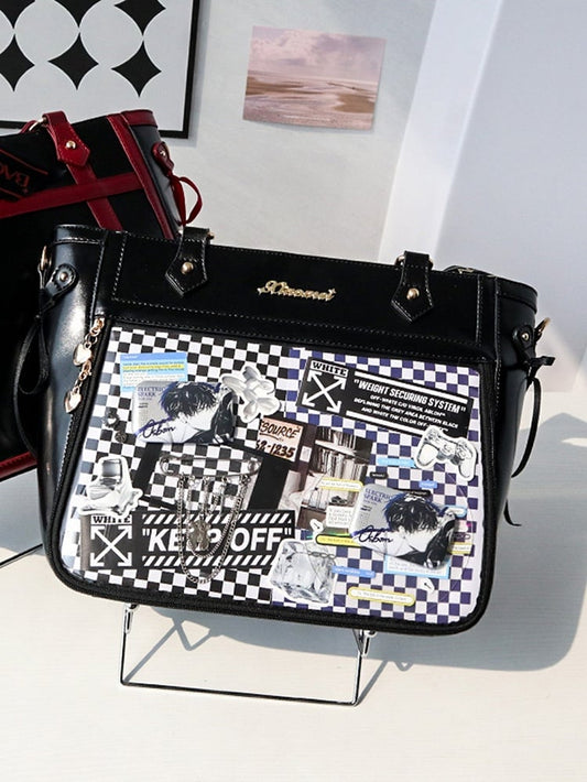 Black Bowknot and Heart-shaped Charm Ita Bag