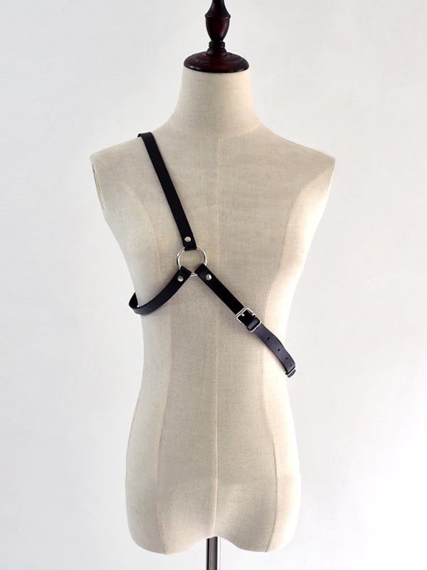 Punk PU Black Crossbody Strap