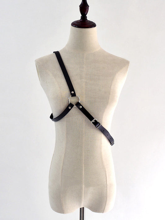 Punk PU Black Crossbody Strap