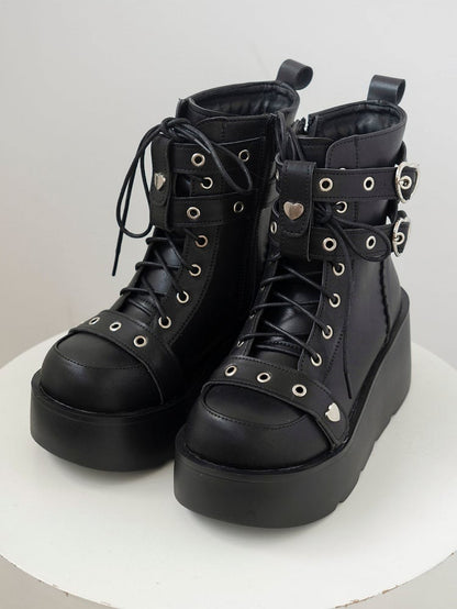 Punk Studs Black Platform Ankle Boots