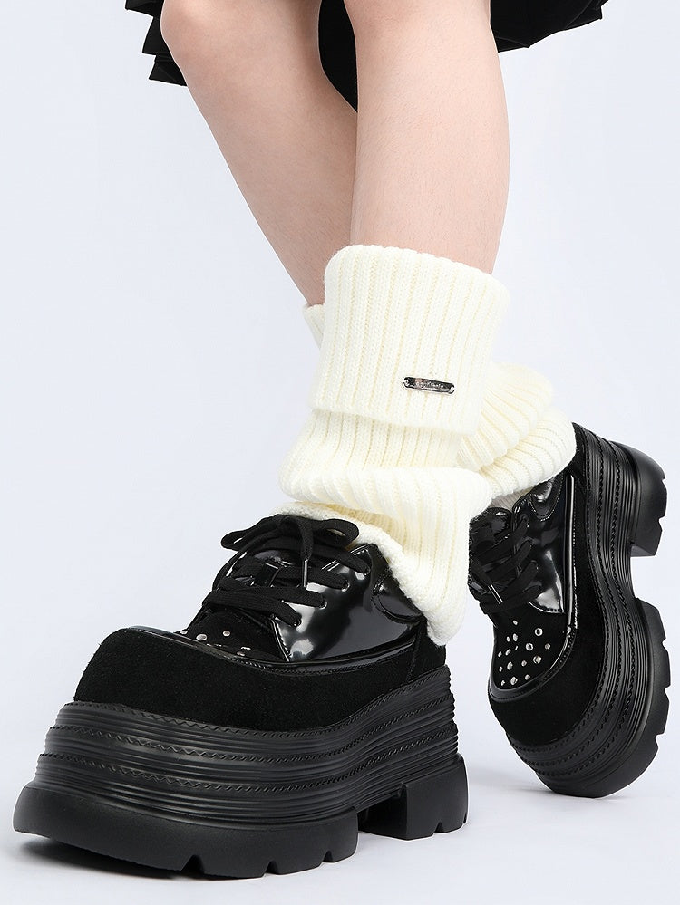 Stud Embellishments & Functional Lacing System Punk Black Platforms