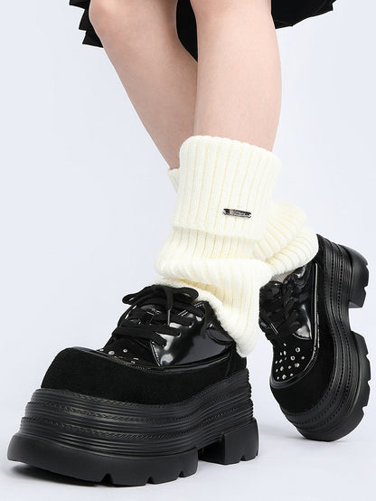 Stud Embellishments & Functional Lacing System Punk Black Platforms